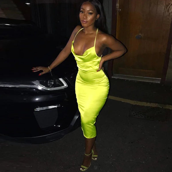 Satin Glow Midi Dress